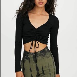 Aritzia Wilfred Free Lynx Ruched Cropped Tee Top XS